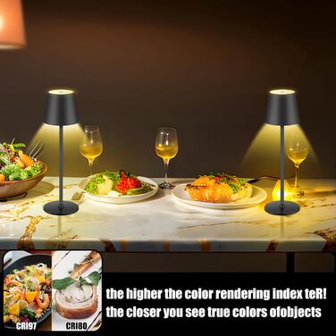 Бездротова LED-лампа настільна з регулюванням яскравості та 3 колірними температурами, сенсорне керування, зарядка через USB-C, для дому, кемпінгу, набір (чорний)