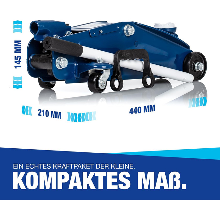 Гідравлічний домкрат NTG 2T (2000 кг) з сертифікатом TÜV, сталева конструкція, висота підйому 130-330 мм - для автомобілів, заміни шин