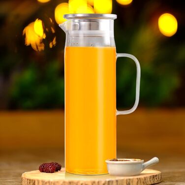 Скляна карафа Yirilan 1.5L з кришкою: для води, напоїв, соків