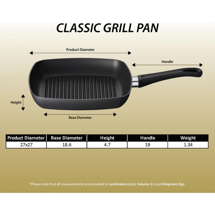 SCANPAN Classic Grillpan 27x27 см з антипригарним покриттям Stratanium+ | Для плити та духовки | З рифленою поверхнею