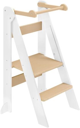 Лернтурм Bellabino Tay – навчальний столик для дітей від 1 року, регульована висота, білий, Монтессорі, з захистом від перекидання, з натурального дерева