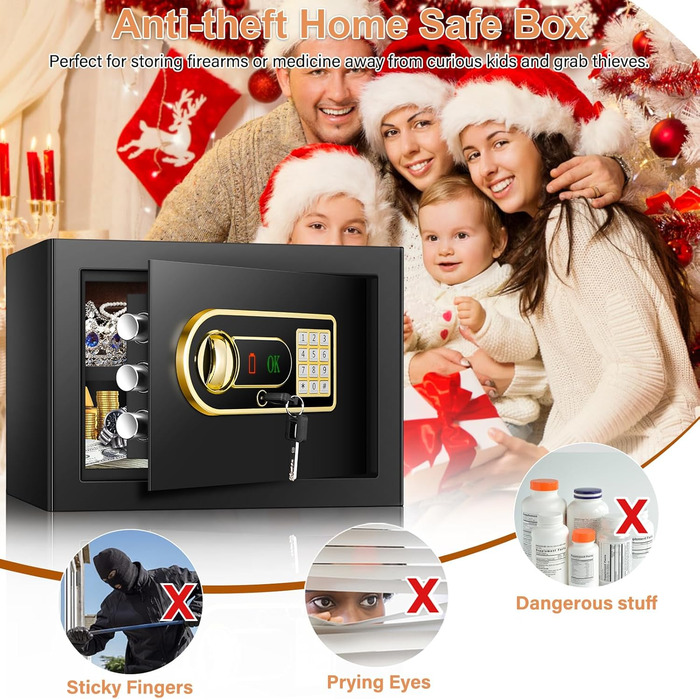 Пожежостійкий сейф Safe Tresor 25L з висувним ящиком та відділенням для батарей, для грошей, ювелірних виробів, документів