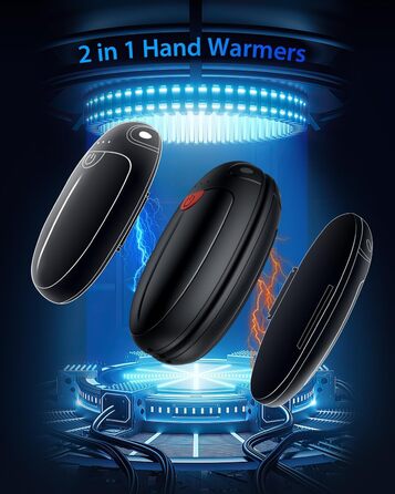 Електричні грілки для рук VTHW, 2 шт. - перезаряджаються, 20 годин тепла, 3 температурні режими, USB, для спорту та Raynaud's/артрит (чорний)