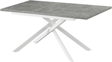 Розширюваний обідній стіл B&D LARS 120-160 x 80 см, на 4-6 осіб, для кухні/їдальні, стиль Industrial Modern, шпон дикої дуба, чорне металеве каркас, 11202-XS-EIWL (Бетонний ефект)