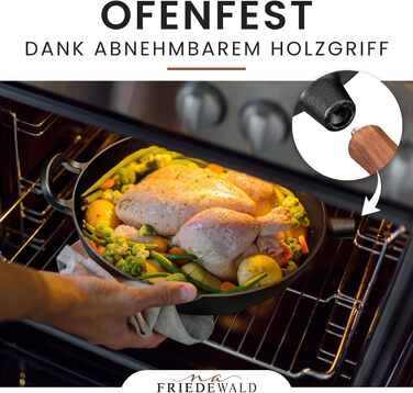 Вок з чавуну Friedewald® з кришкою, 29 см, для 2-4 осіб, сумісний з індукцією, для всіх плит, антипригарне покриття, високий борт, каструля-сковорода