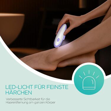 Електричний епілятор для жінок HR110 з LED-підсвіткою, 21 пінцетом та 2 швидкостями, акумуляторний пристрій для видалення волосся на ногах та руках (Фіолетовий)