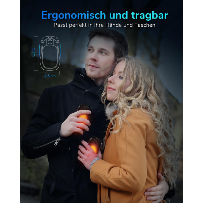 Електричний грієчка для рук, перезаряджуваний, USB, 2 шт. (чорний)