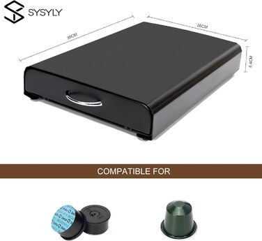 Організатор для капсул Nespresso, металевий, чорний, на 60 штук