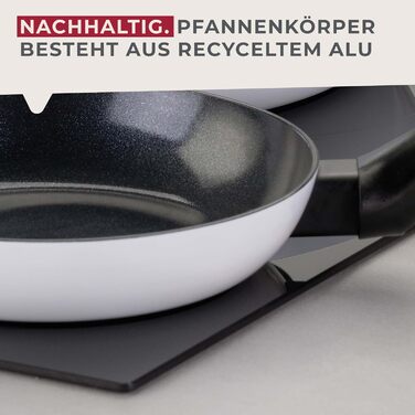 Набір сковорідок Fackelmann Arcadalina, 2 шт., діаметр 24 та 28 см, з екологічного алюмінію з керамічним покриттям, ергономічні ручки, для індукційних плит, стійкість до +150 °C