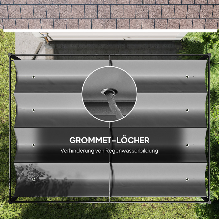 Пергола, міцний сонцезахист для саду, балкону, тераси, виготовлена з металу та пластику, захищена від ультрафіолету та вологи, темно-сірого кольору