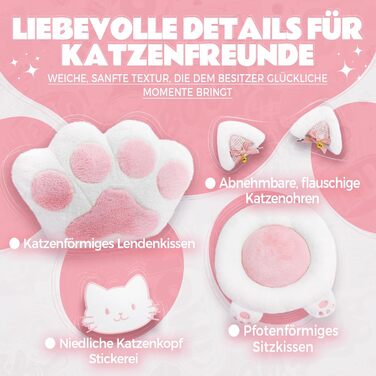 Ігровий крісло Dowinx з підніжкою, комфортний геймерський крісло для ПК, рожево-білий, для дорослих