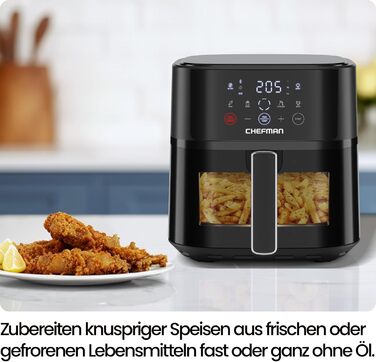 Фритюрниця без олії Chefman 5.7L з Hi-Fry технологією, сенсорне управління, антипригарне покриття, чорна