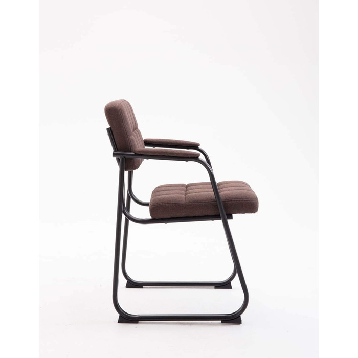 Крісло для відвідувачів Canada B з м'яким сидінням та тканинним покриттям. Зручне крісло для зони очікування з підлокітниками та металевим каркасом, колір: коричневий