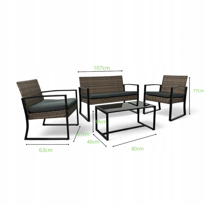 Комплект садових меблів NM-08 MTG, техноротанг, світло-коричневий