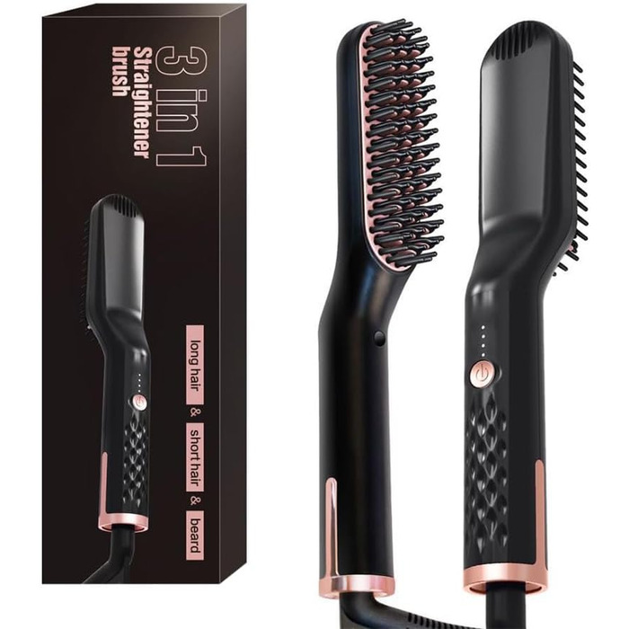 Електрична щітка для випрямлення бороди Bartglätter для чоловіків 3 в 1, 3 температурні режими, швидкий нагрів за 30 секунд, для дому та салону