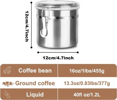 Контейнер для кави та продуктів з нержавіючої сталі, 1.2л, набір 2 шт, BPA-free