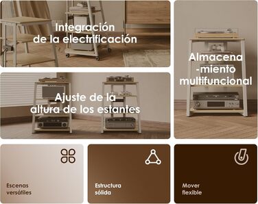 FITUEYES СТЕЛЖ HI-FI РЕГІАЛ з LED-підсвіткою та розетками для програвачів та стереосистем, 61 x 52 x 78 см