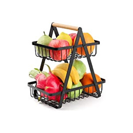 Двоярусний кошик для фруктів Tiamu 2 поверхи, підставка для кошика для фруктів, миска для фруктів, кошик для хліба, тримач для овочів для зберігання в