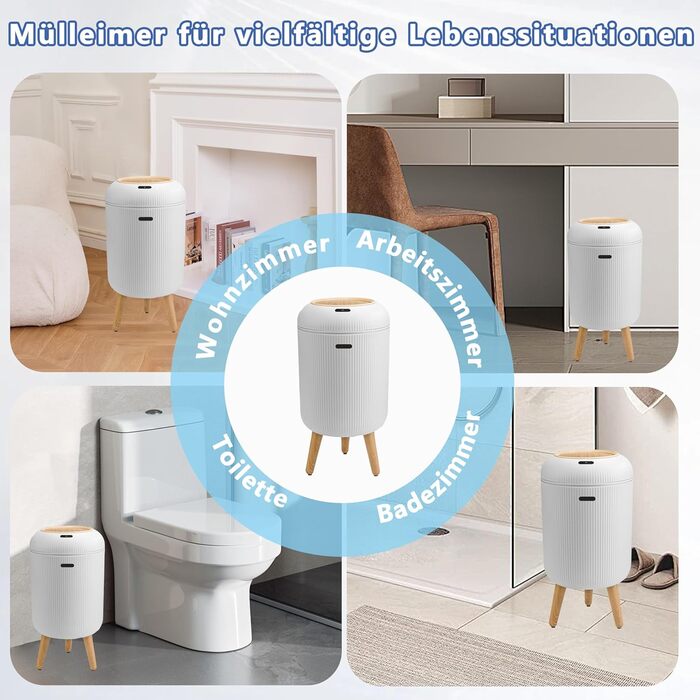 Автоматичний сміттєвий бак з сенсором 12L - Білий сміттєвий контейнер з датчиком для кухні, ванної кімнати, офісу, спальні, туалету. Безшумний, вологостійкий, герметичний.