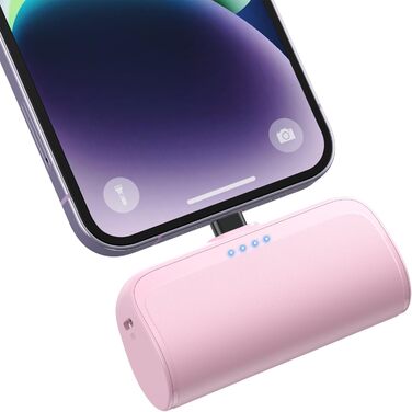 Вт PD, LED-дисплей, сумісний з iPhone 14/13/12/11/XR/X/SE - рожевий, 5200mAh, 18