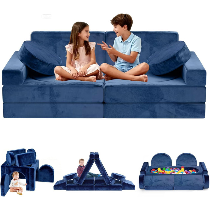 Модульне дитяче диван-конструктор 12 в 1 – сертифікат CPC, дитячий диван-трансформер, дитячий кушетка з міцних пінопластових подушок, ідеальний для дитячої кімнати