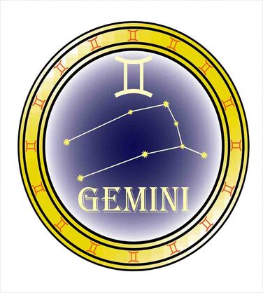Знак зодіаку Набір підковдр Gemini Двоспальне ліжко, коло та щити, м'яка форма Високоякісна підковдра з 3 предметів з 2 наволочками, 220 x 220 см - 75 x 50 см, темно-синій жовтий помаранчевий