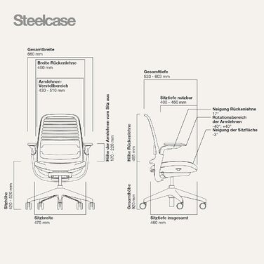 Офісний стілець Steelcase Series 1 з підтримкою спини LiveBack та 4D-підлокітниками, 66 x 64 x 92 см