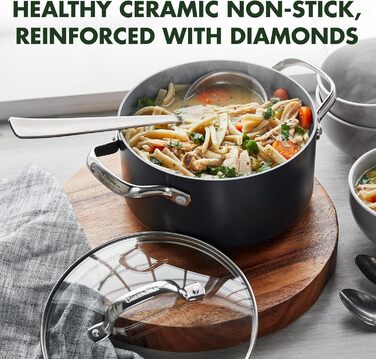 GreenPan Valencia Pro каструля з нержавіючої сталі з антипригарним покриттям Harteloxierte Gesunde Keramik, 20 см, 2 літри, без PFAS, для індукційних плит, можна мити в посудомийній машині, можна використовувати в духовці, сіра, з кришкою