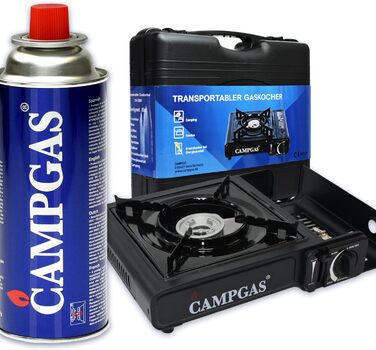 Газовий набір Kochmann CAMPGAS для кемпінгу: плитка, кейс, 8 картриджів