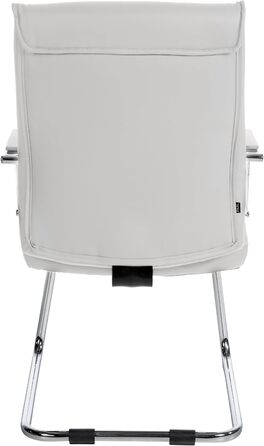 Стілець конференційний Sievert білий з м'якою оббивкою, штучна шкіра, з підлокітниками