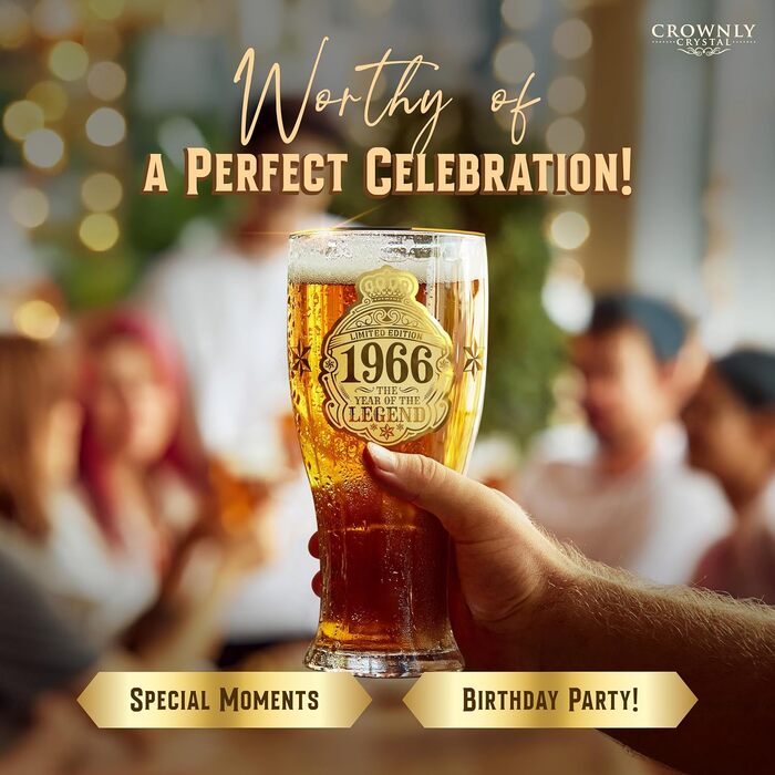 Пивний келих з гравіюванням 570 мл, 50 років, персоналізований подарунок для чоловіка, тата, декор, листівка на ювілей (1966)