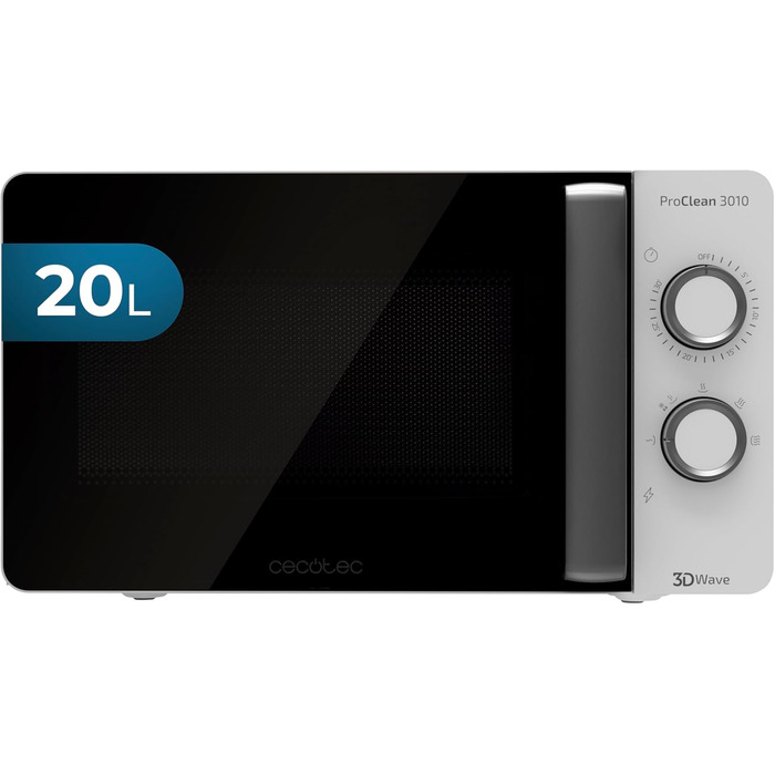 Мікрохвильова піч ProClean 3010, 20 літрів, покриття Ready2Clean, 700 Вт, 6 функцій, таймер 30 хв, режим розморожування, білий колір
