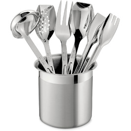 Набір кухонних інструментів All-Clad T236 з нержавіючої сталі (6 предметів) з підставкою, сріблястий