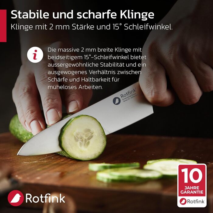 Ніж кухарський Messer 18 см, професійний, з нержавіючої сталі, ергономічна ручка з ебенового дерева, кут заточування 15°, подарункова коробка, гарантія 10 років