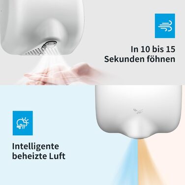 Електричний сушар для рук AIKE AK2800B ECO з сенсором, HEPA-фільтром та з нержавіючої сталі, 10-15 сек сушіння