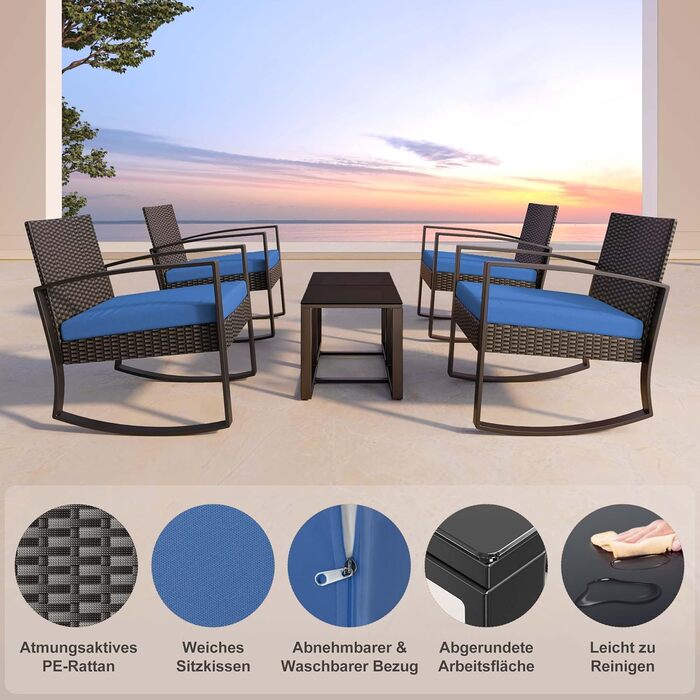 Набір меблів для саду Bealife: Lounge-набір для балкона на 2 особи, блакитний