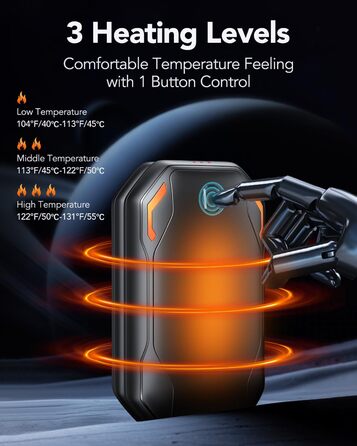 Електричні грілки для рук PHEJIE, 2 шт. з підзарядкою, 3 режими нагріву, портативні, для активного відпочинку, кемпінгу, гольфу, подарунок для жінок та чоловіків, чорний