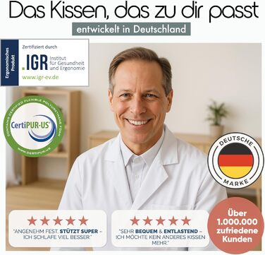 Ортопедична подушка Blumtal з Memory Foam для підтримки шиї, 70x36x11 см, знімний чохол, сертифікат Oeko-TEX®