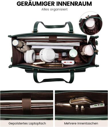 Сумка для ноутбука LOVEVOOK для жінок, 15.6 дюймів, шкіряна, водонепроникна, сумка-шоппер, ділова, для навчання, чорна, бежева, коричнева, темно-зелена