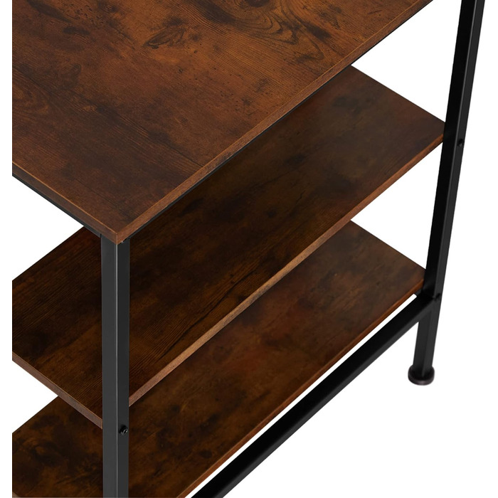 Письмовий стіл Tectake з 2 полицями, комп'ютерний стіл з дерева та металу, офісний стіл в промисловому дизайні, 140 х 60 х 76,5 см, чорний металевий каркас (індустріальний темно-коричневий)