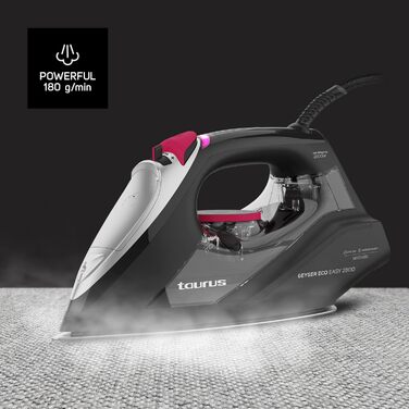 Праска Taurus 2800 Вт з регулюванням температури та подачі пари, керамічна підошва, система захисту від накипу та Anti-Drop, водяний спрей