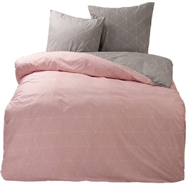 Постільна білизна Leonado Vicenti - Renforce 135x200, бавовняна рожево-сіра змінна постільна білизна, сучасний комплект одягу для спальні, покривало, ковдра (155 x 220 см)