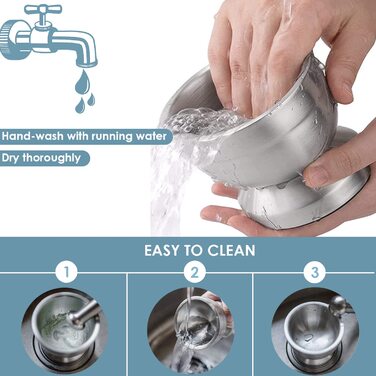 Набір ступки та пестика KEISSCO з нержавіючої сталі, важкий, для спецій, трав, пасти, з силіконовим кришкою