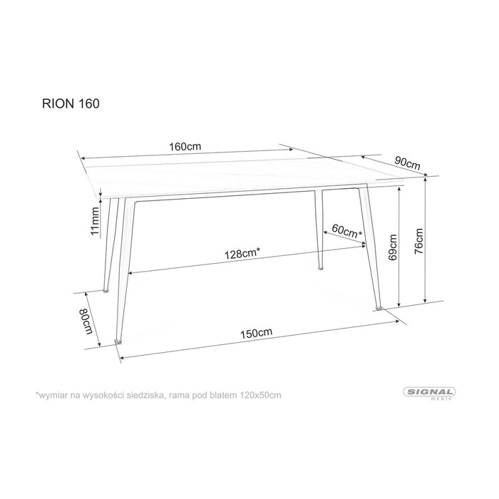 Стіл RION 160*90 білий/чорний каркас