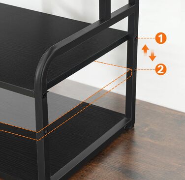 HOOBRO Стійка для принтера, 3-ярусний стіл-організатор, багатофункціональний письмовий стіл, стійка-шафа для принтера, з регульованою полицею, для офісу, кухні, вітальні, чорний EBB06PS01