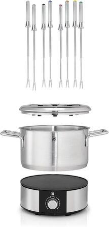 Електричний набір для фондю WMF Lono на 8 осіб: регулювання температури, індукційний горщик 1.2л, з нержавіючої сталі, з тримачем для виделок