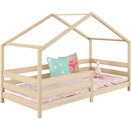 Ліжко для дому IDIMEX RENA з масиву сосни в красивому ліжку Монтессорі із захистом від падіння, стійке дитяче ліжечко 90 х 200 см (натуральне)
