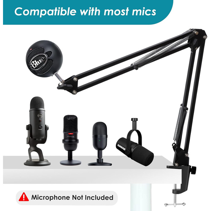 Стійка для мікрофона HyperX QuadCast з поп-фільтром та тримачем YOUSHARES - сумісна з QuadCast S, Fifine AM8, Blue Yeti, Razer Seiren Mini V3