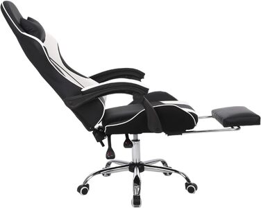 Ігрове крісло Panana Офісне крісло ергономічне з регульованою поперековою подушкою, подушкою, штучною шкірою, м'яким підлокітником Стілець Стілець (білий)
