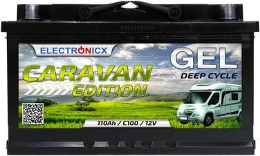 Гелева батарея 12 В 120 Ач Caravan Edition Сонячні батареї GEL Technology Батарея 12 В сонячна, сонячна батарея Акумулятор для човнів Автофургони, Караван кемпінг (110 Ач)